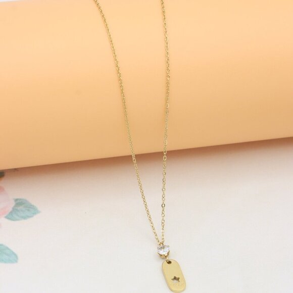 Gold Plated Star Pendant Necklace with Crystal Accent, XPNL0374 - Picture 8 of 14